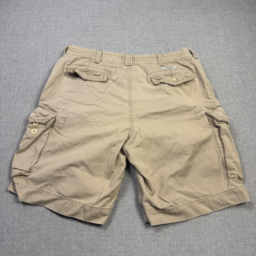 Polo Ralph Lauren Cargo Shorts Mens 38 Beige Canvas Military 10